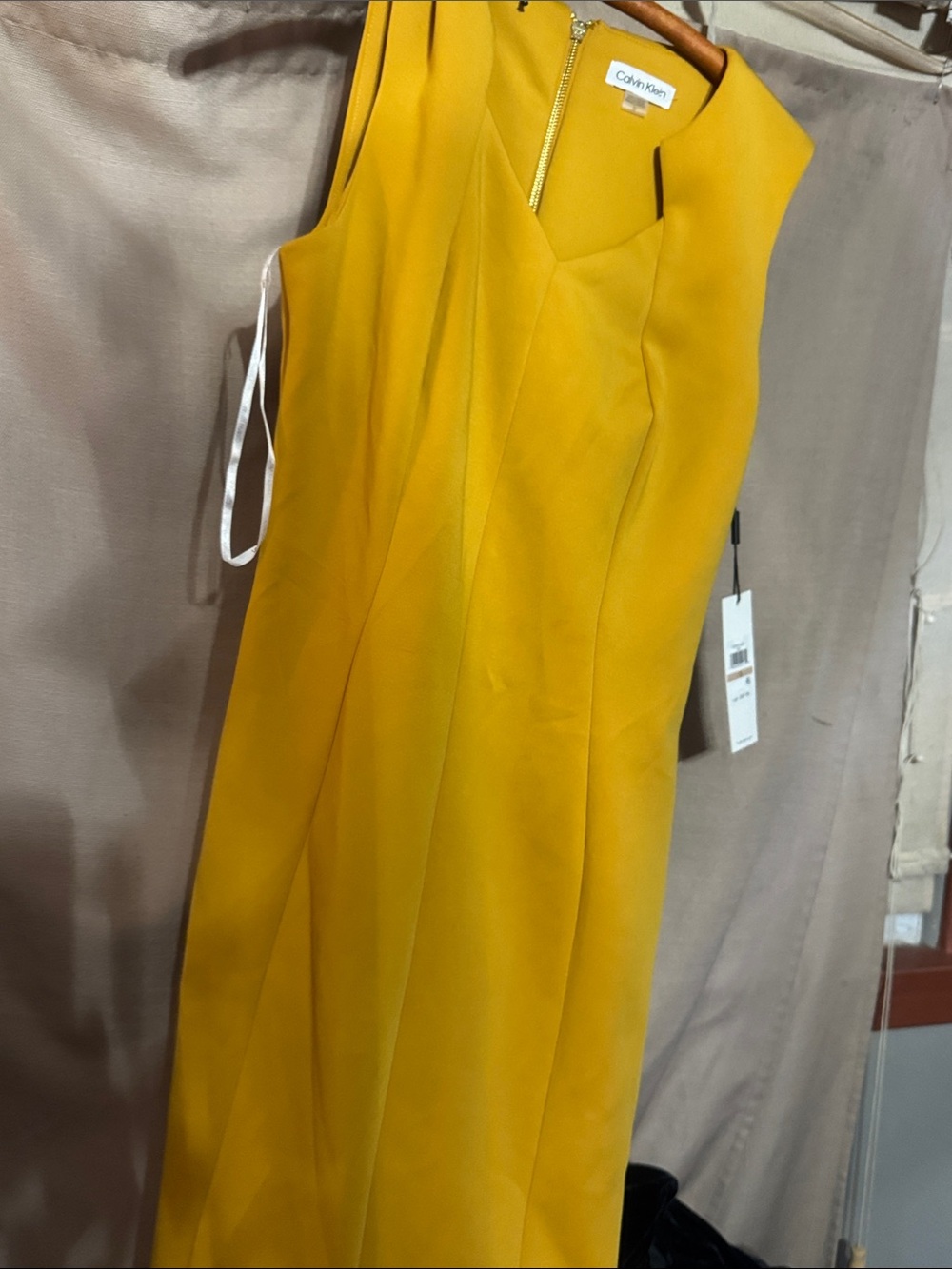 Calvin Klein Vibrant Mustard Sheath Dress-S-30-1